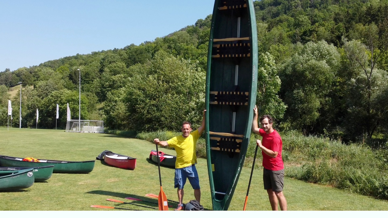 Stefan Thaidigsmann und Joschka Karle mit Kanu – Hohenlohe Aktivtours Braunsbach